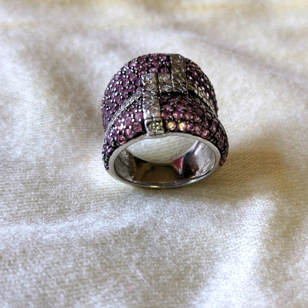 Sterling, pink tourmaline white topaz ring